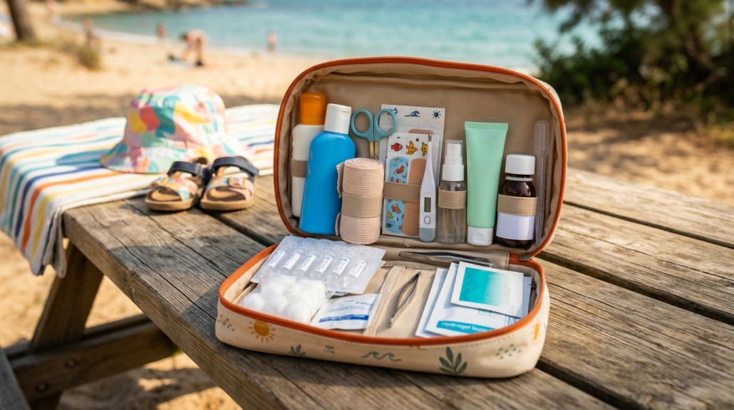 Trousse pharmacie bébé été : les indispensables vacances