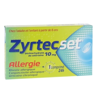 ZYRTECSET (Zyrtec) Cétirizine Rhinites allergiques (7 comprimés)