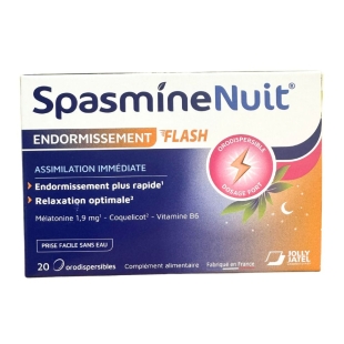 SPASMINE NUIT Endormissement Flash 1.9mg Mélatonine (20 comprimés)