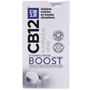 Boîte de CB12 BOOST Gommes à Mâcher Eucalyptus White - 10 pièces - complément alimentaire sans sucre