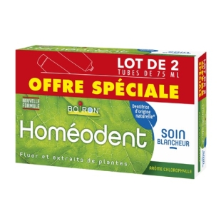 HOMEODENT BLANCHEUR Dentifrice CHLOROPHYLLE Lot de 2 tubes de 75 ml