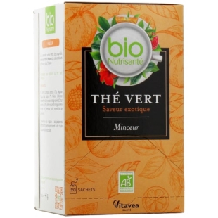 BIO NUTRISANTE - Thé Vert Minceur BIO - Saveur Exotique - 20 Sachets 
