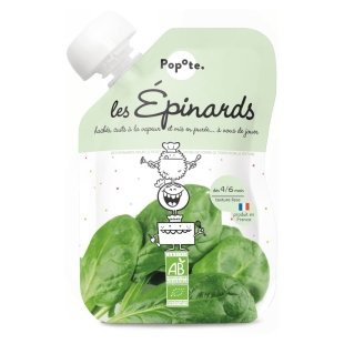 POPOTE - Purée d'Épinards 100% Bio Dès 4 mois - Gourde 120g