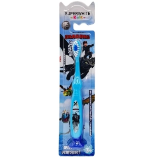 Brosse à dents manuelle Superwhite Kids - poils souples - pour enfants dès 3 ans - manche ergonomique avec grip antidérapant