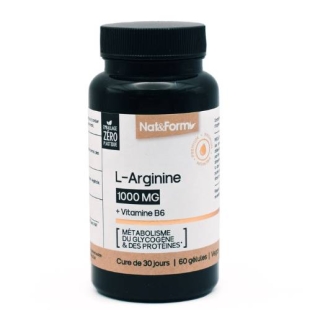 Nat & Form - L-Arginine 1000mg Métabolisme - 60 gélules
