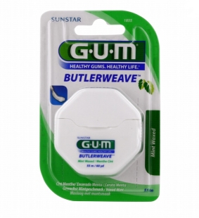 GUM Butlerweave Fil Dentaire ciré menthe 54,8m (référence n° 1855)