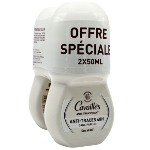 CAVAILLES - Anti-Transpirant  Roll On Anti-Traces 48h -  Sans Parfum 2 x 50 ml