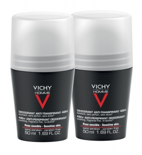 VICHY Homme Déodorant : anti-traces 48H (LOT de 2 billes x 50ml)