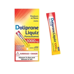 DOLIPRANE - Liquiz Paracétamol 1000 mg  Enfants et Adultes (dès 50 Kg) - 8 Sachets