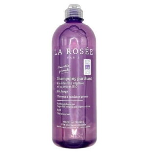 Flacon de shampoing purifiant La Rosée 400 ml pour cheveux gras, sans sulfate ni silicone, aide à purifier le cuir chevelu et limiter l’excès de sébum.