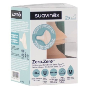 SUAVINEX - Tétine Débit Moyen Zero Zero Pour Biberon - 2 Tétines