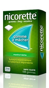 NICORETTE 2mg - MENTHE FRAICHE Sans Sucre - 105 Gommes