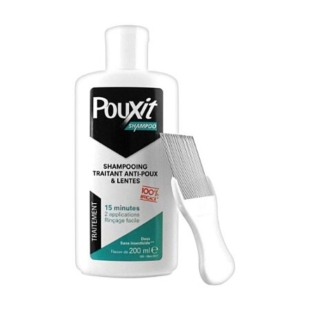 POUXIT Shampooing Traitement Anti-Poux et Lentes (200 ml) + Peigne