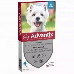 ADVANTIX Petit Chien 4 à 10 kg 4 pipettes