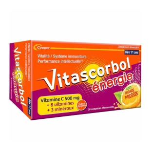 Vitascorbol Vitamine C 500mg Goût Orange Pressée (30 comprimés effervescents)