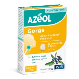Pileje - Azéol Comprimés à sucer pour la Gorge Goût Miel Citron - 30 comprimés