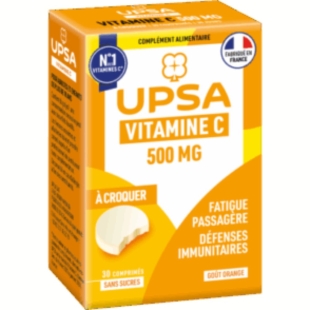 UPSA Vitamine C 500 mg Boite de 30 comprimés à Croquer Goût Orange