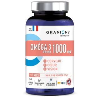 Granions Oméga 3 1000mg 60 gélules EPA DHA complément alimentaire santé cardiovasculaire cerveau vision