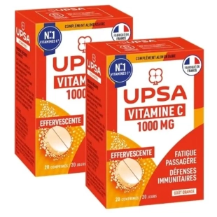 UPSA Vitamine C 1000 mg 20 Comprimés Effervescents x 2