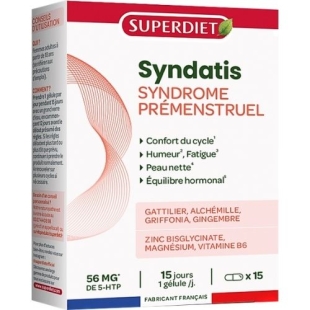 SUPERDIET - Syndatis Syndrome Prémenstruel - Complément alimentaire : réduit les inconforts liés au syndrome prémenstruel 15 gélules