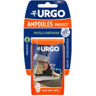 URGO Ampoules Protect – Pastille Surépaissie Talon Doigt Orteil - Assortiment 6 pansements