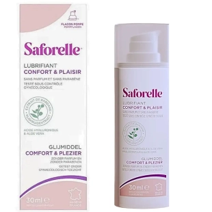 SAFORELLE - Gel Lubrifiant Confort et Plaisir - Acide hyaluronique et Aloe vera - Sans parfum, sans parabène - 30 ml