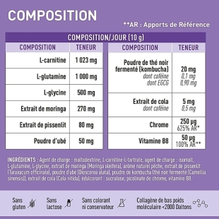 EAFIT - Poudre Minceur 360 Ubé Kombucha - Goût Pêche 250 gr
