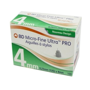 Aiguilles à stylos insuline 0.23mm  x 4MM (32G) BD MICRO FINE ULTRA PRO (bte 100)