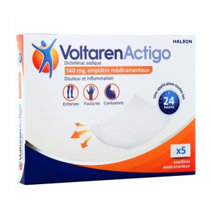 VOLTAREN - Actigo Diclofénac Sodique 140 mg - Entorses, Foulures, Contusions - 5 Emplâtres