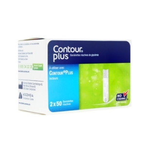 CONTOUR PLUS Bandelettes Réactives de Glycémie boite de 100
