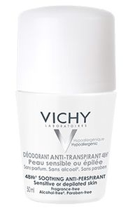 VICHY Déodorant Anti-Transpirant 48H Peaux Sensibles ou Epilées BILLE LOT de 2x50 ml 
