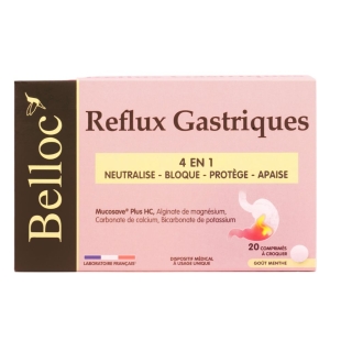 BELLOC - Reflux Gastriques 4 en 1 - 20 comprimés à croquer