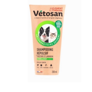 VETOSAN Shampooing Répulsif anti puces anti tiques Chat et Chien (200ml)- actifs origine végétale