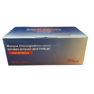 Masques chirurgicaux adulte Usage Unique [3 plis IIR norme EN14683:2019] Boite 50