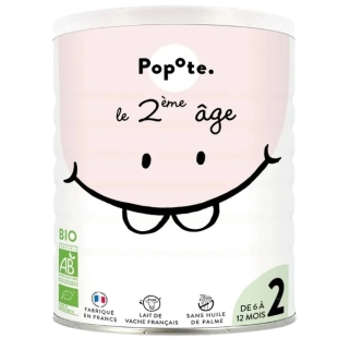 Popote lait 2eme age bio formule bébé 6 à 12 mois sans huile de palme 400g