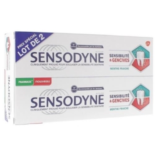 SENSODYNE Dentifrice Sensibilité et Gencives Menthe Fraîche 2x75 ml