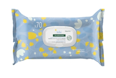 KLORANE BEBE Lingettes Nettoyantes biodégradables (70 lingettes bébé)