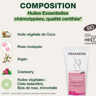 PRANAROM - PranaBB Crème Massage Vergetures Bio - 100 ml
