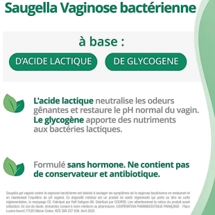 SAUGELLA - Gel Vaginal  - Traite la vaginose bactérienne, Neutralise les mauvaises odeurs, Soulage les sensations d'inconfort.