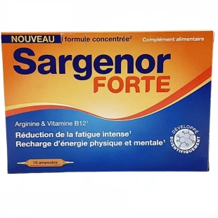 SARGENOR - Forte Arginine et Vitamine B12 Réduction de la fatigue intense - 10 ampoules