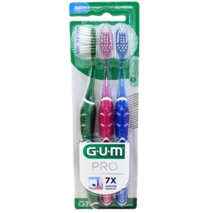 GUM Pro - Brosse à dents Gum - 3 Brosses - Medium ou Soft