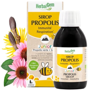 HerbalGem sirop propolis junior bio 150 ml defenses naturelles enfant propolis echinacee