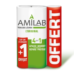 AMILAB Stick Lèvres - Lot de 3 sticks