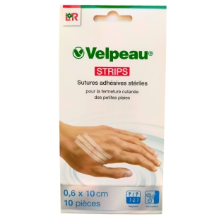 VELPEAU - Sutures Adhésives Stériles - 10 pièces de 0,6 x 10 cm - Velpeau Strips