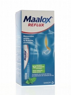 MAALOX REFLUX Menthe sans sucre boîte de 12 sachets-poudre