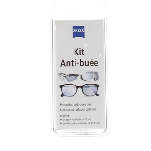 Kit nettoyant lunettes Spray antibuée (15 ml) + microfibre Zeiss