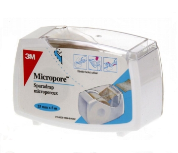 3M Micropore Sparadrap BLANC avec Dévidoir (25mm x 5m)