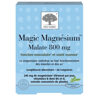 NEW NORDIC - Magic Magnesium Malate 800 mg -Complément alimentaire pour favoriser la fonction musculaire et la santé osseuse - 60 comprimés