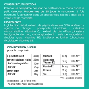 GRANIONS - Complexe Anti-Taches - Glutathion, Zinc, Niacinamide – 30 comprimés sécables