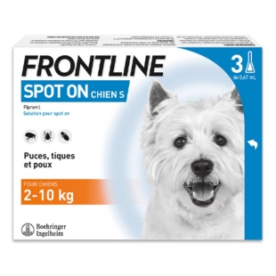 FRONTLINE Spot-on Chien S : de 2 à 10 kg (3 pipettes)